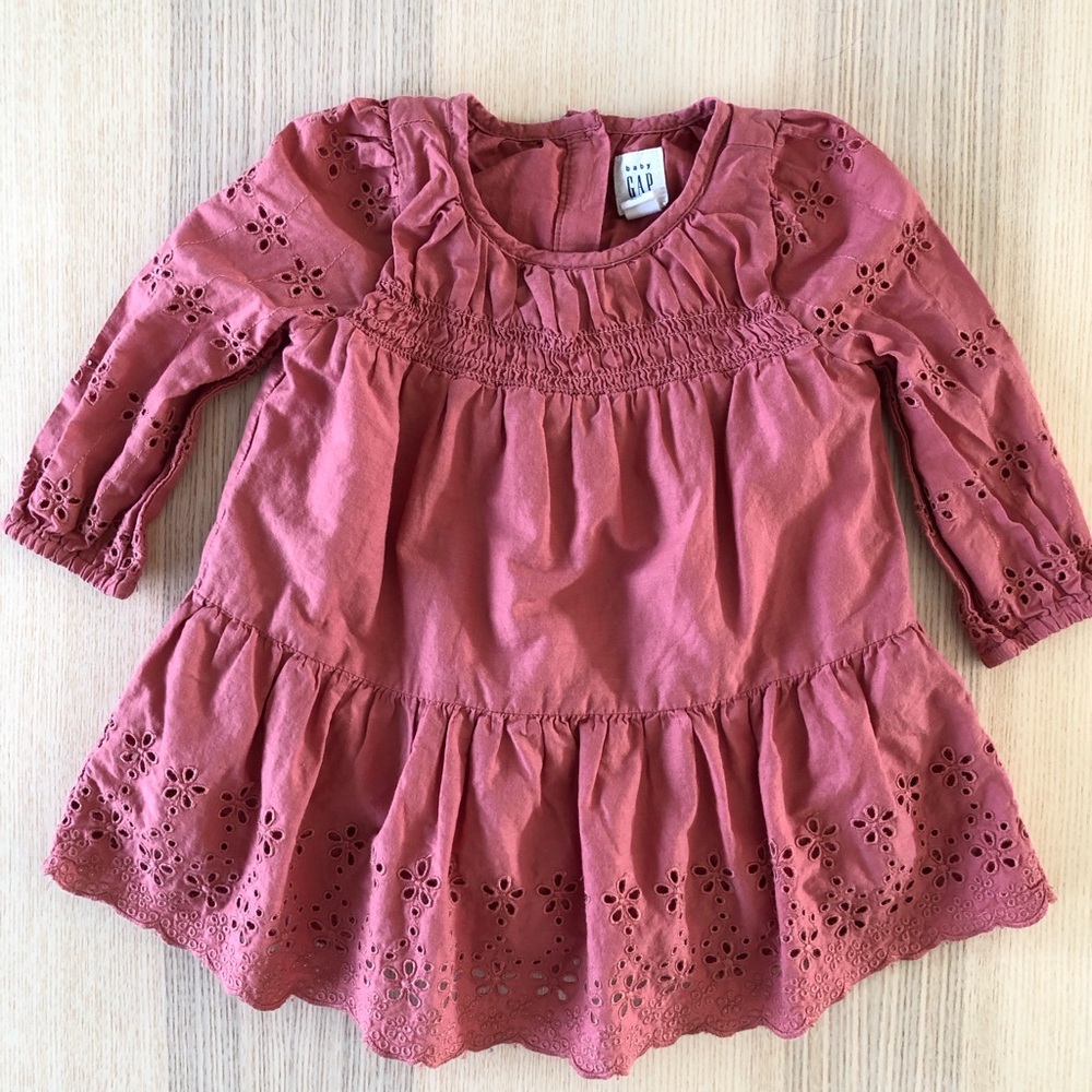Baby GAP Pink Eyelet Ruffle Dress 6-12 months